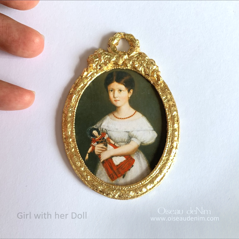 Miniature Painting Prints Girl with her Doll Oiseau deNim Miniatures