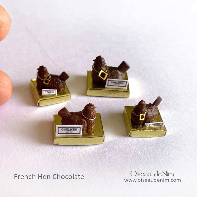 O Delice French Hen Chocolate Oiseau deNim Miniatures